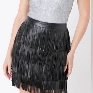 Endless Rose Black "synthetic leather like" Fringe Skirt - New with Tags